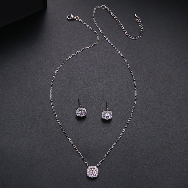 Squared simple necklace & earrings