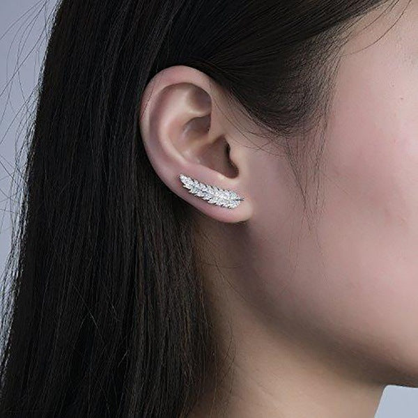 Feather shape stud earrings