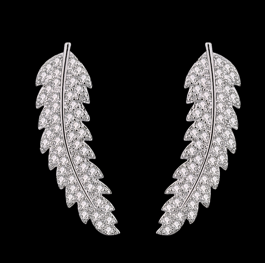 Feather shape stud earrings