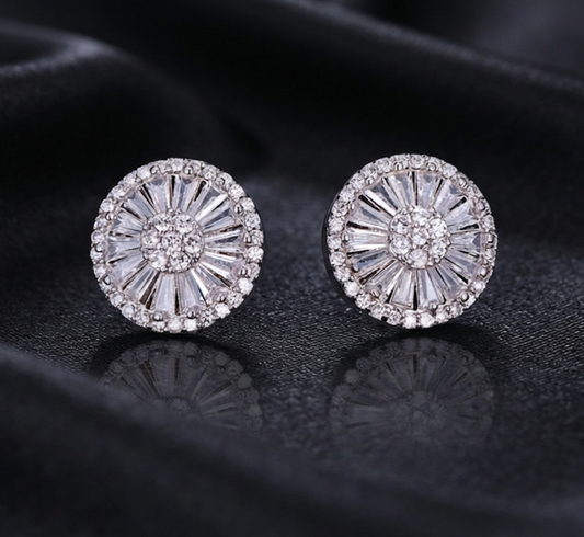 Round stud marquise earrings