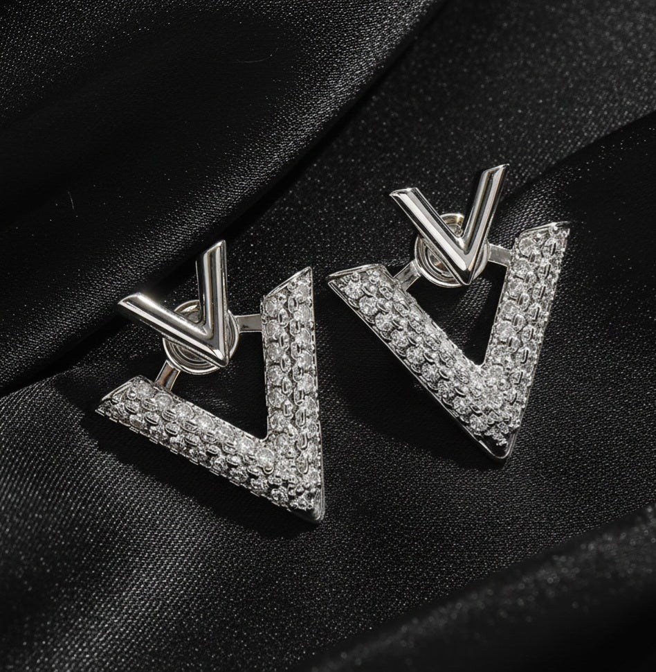 V shaped front and back earrings