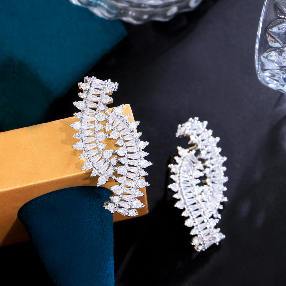 Dazzling Symmetrical Long Stud Earrings