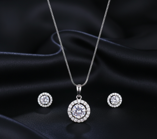 Simple and elegant round necklace and earrings