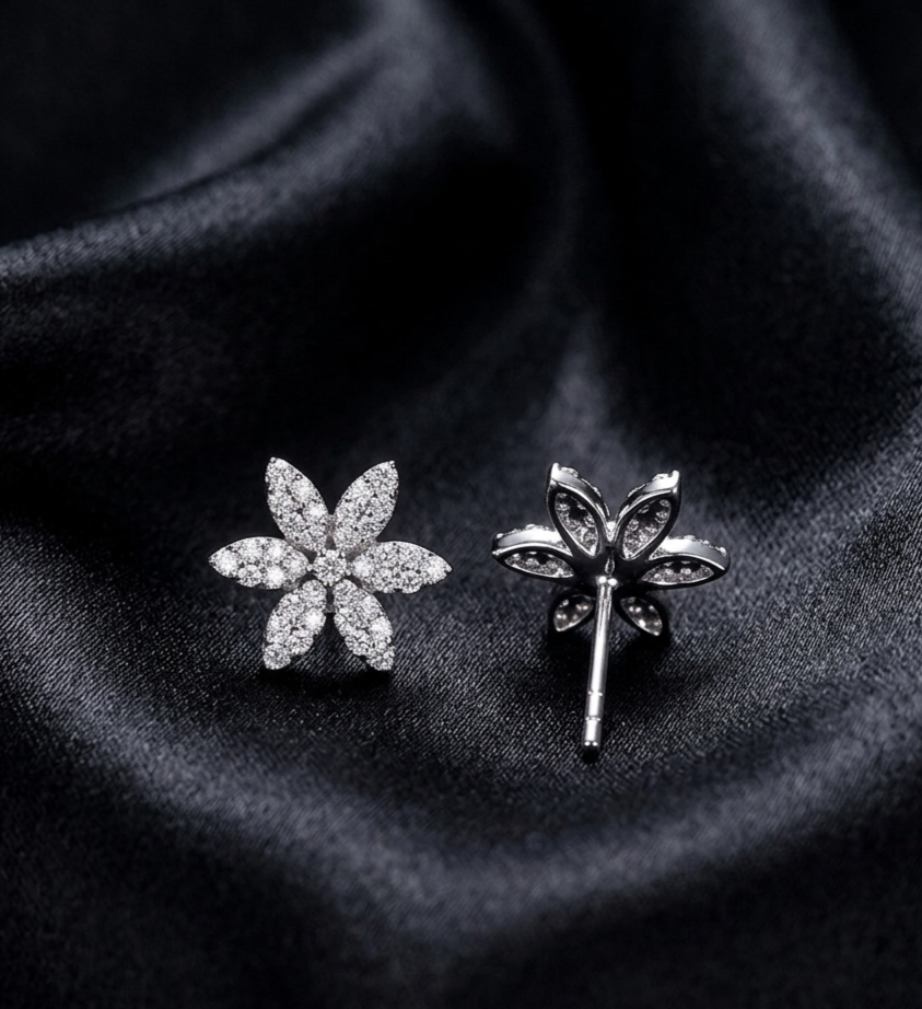 Flowers shiny earrings