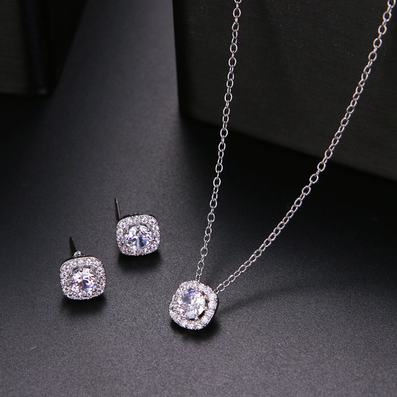 Squared simple necklace & earrings