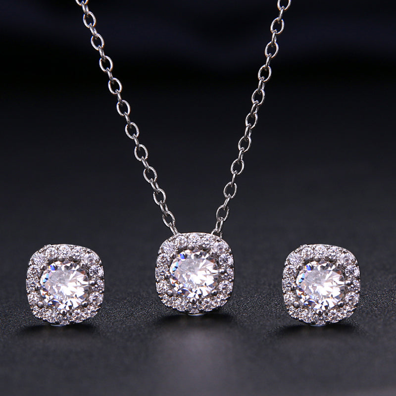 Squared simple necklace & earrings