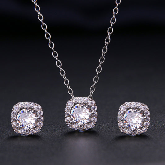 Squared simple necklace & earrings