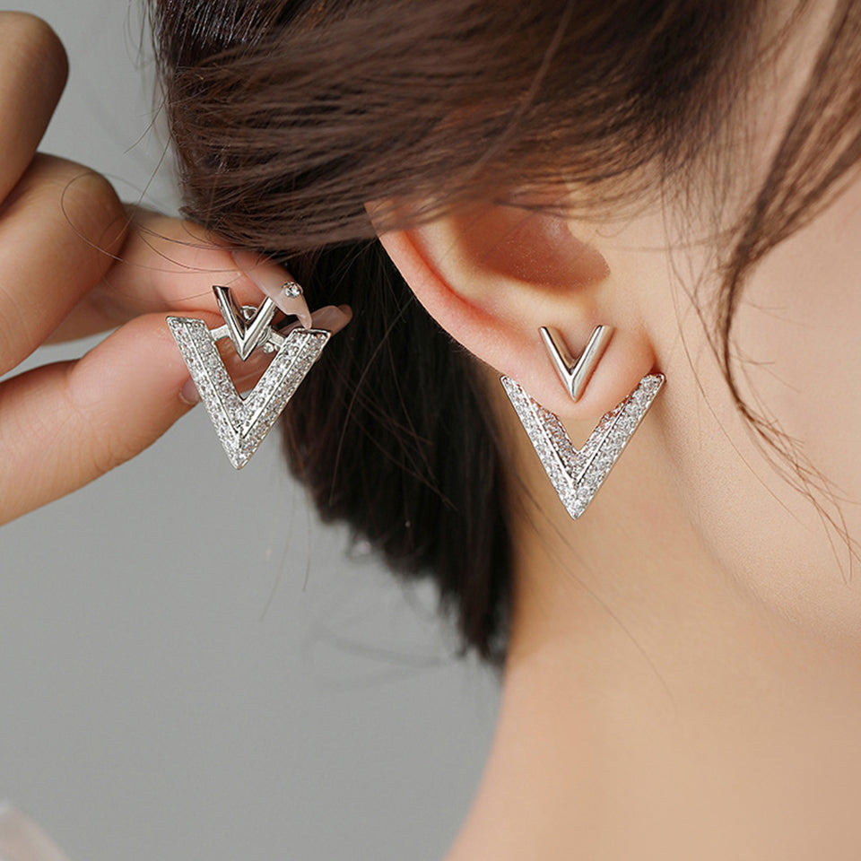 V shaped front and back earrings