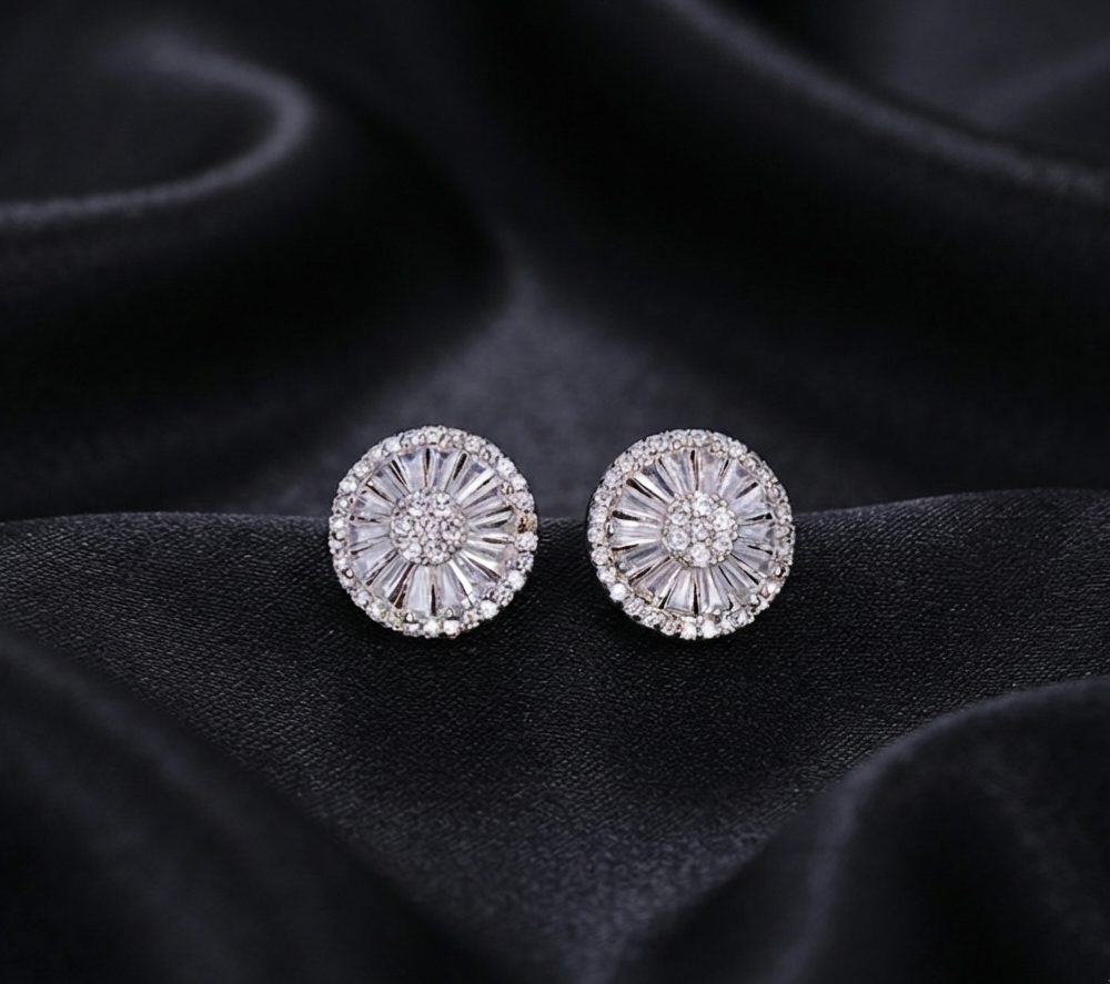 Round stud marquise earrings