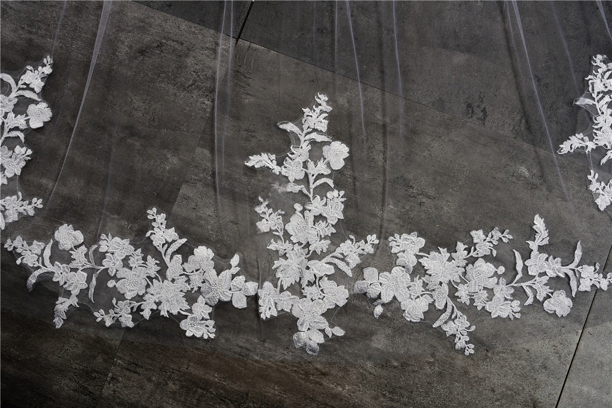 4 meters cathedral veil with flowers