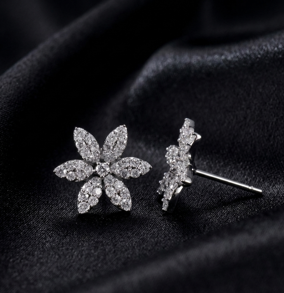 Flowers shiny earrings