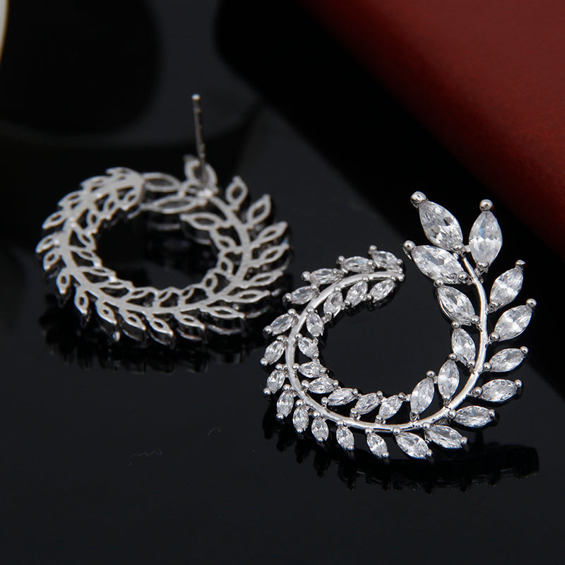 Sparkly round leaf marquise earrings