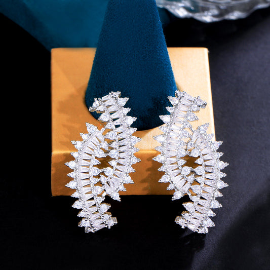 Dazzling Symmetrical Long Stud Earrings