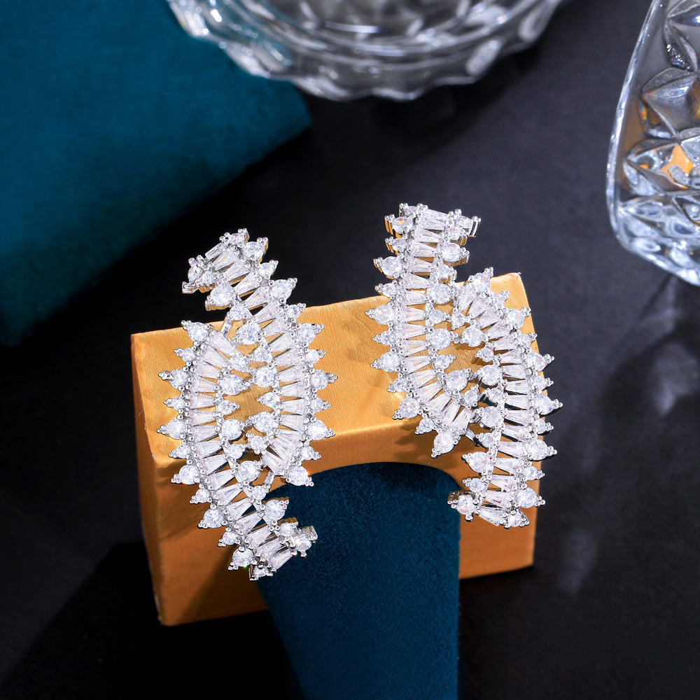 Dazzling Symmetrical Long Stud Earrings