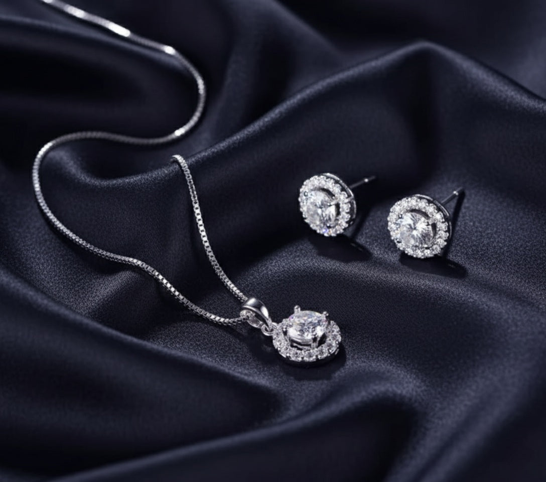 Simple and elegant round necklace and earrings